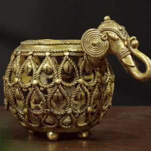 Dhokra art brass pen stand