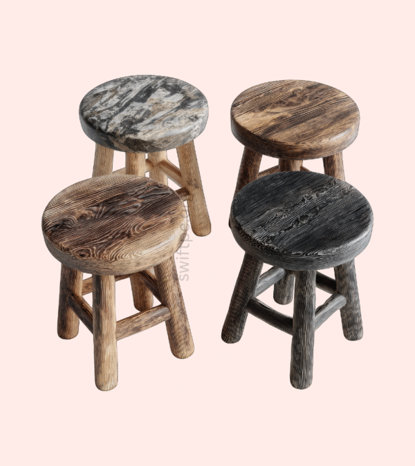 Wooden Stool- Set of 4 Pcs